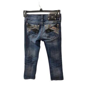 Miss Me Signature cuffed capri size 25 embellished pockets distressed stitching